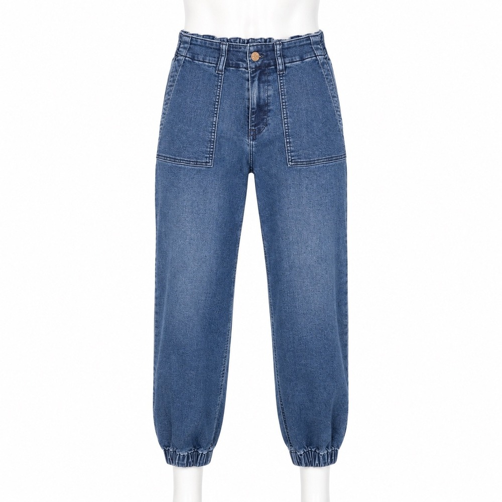 J.Crew Utility Joggers Women 4 27 Blue Denim Paperbag Waist Patch Pockets Casual